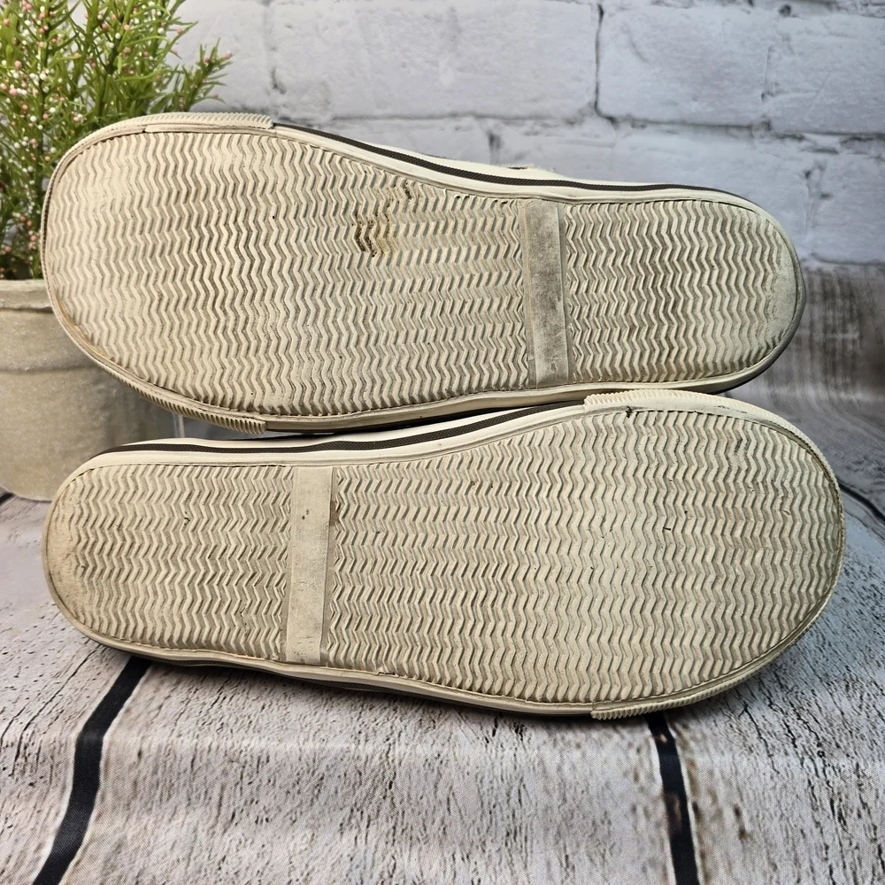 ALDO BROWN SUEDE SLIP ON SNEAKER LOAFER CREAM TRIM WOMENS SIZE 39 EURO